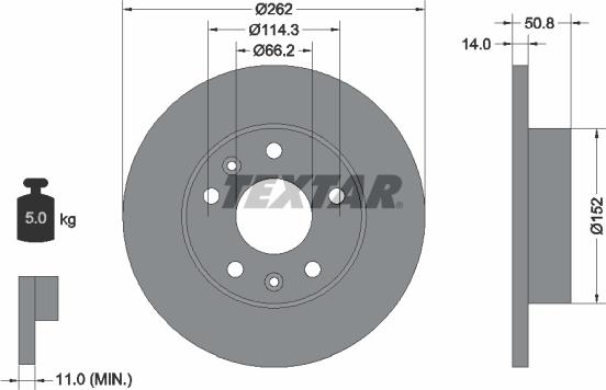 Textar 92102903 - Гальмівний диск autocars.com.ua