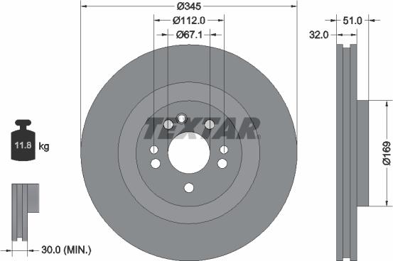 Textar 92103203 - Гальмівний диск autocars.com.ua