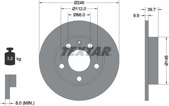 Textar 92106200 - Гальмівний диск autocars.com.ua