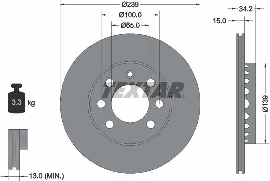 Textar 92106403 - Гальмівний диск autocars.com.ua