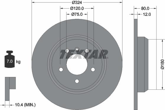 Textar 92107405 - Гальмівний диск autocars.com.ua