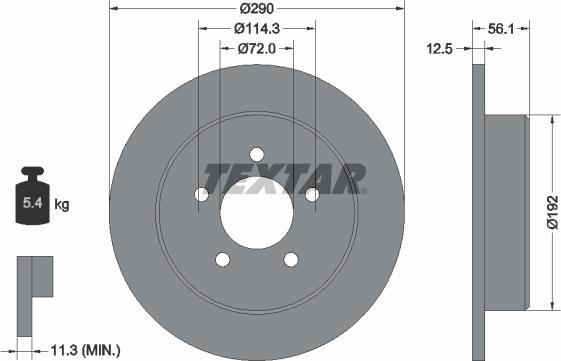 Textar 92108403 - Гальмівний диск autocars.com.ua