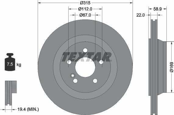 Textar 92109000 - Тормозной диск avtokuzovplus.com.ua