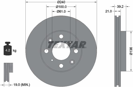 Textar 92110300 - Гальмівний диск autocars.com.ua