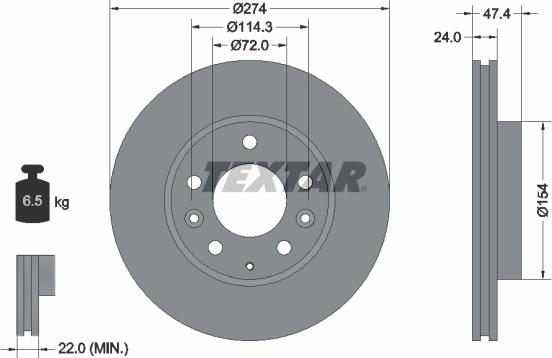 Textar 92110400 - Гальмівний диск autocars.com.ua