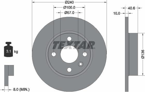 Textar 92111003 - Гальмівний диск autocars.com.ua