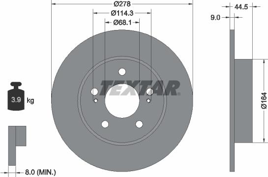 Textar 92113100 - Гальмівний диск autocars.com.ua