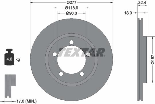 Textar 92114200 - Гальмівний диск autocars.com.ua