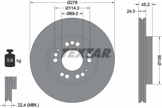 Textar 92114800 - Гальмівний диск autocars.com.ua