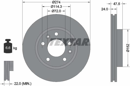 Textar 92114900 - Гальмівний диск autocars.com.ua