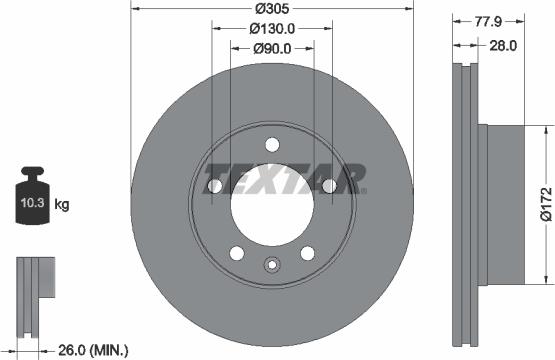 Textar 92115903 - Гальмівний диск autocars.com.ua