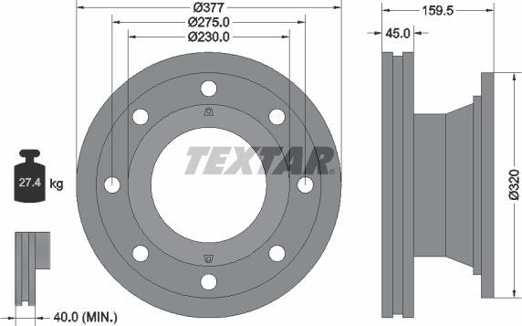 Textar 92116300 - Гальмівний диск autocars.com.ua