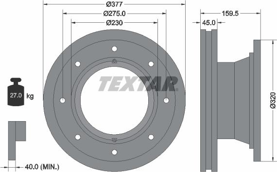 Textar 92116400 - Гальмівний диск autocars.com.ua