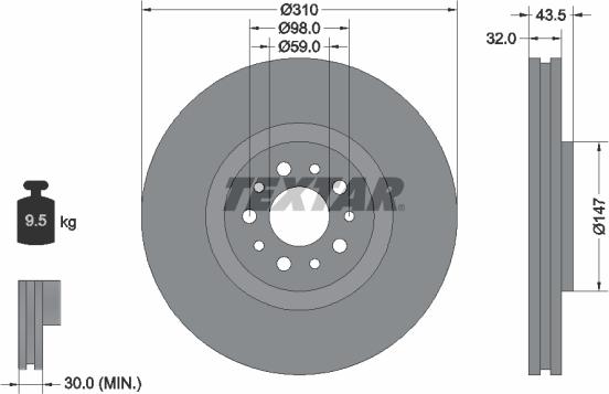 Textar 92118100 - Гальмівний диск autocars.com.ua