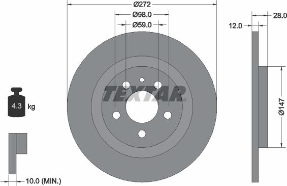 Textar 92118203 - Гальмівний диск autocars.com.ua