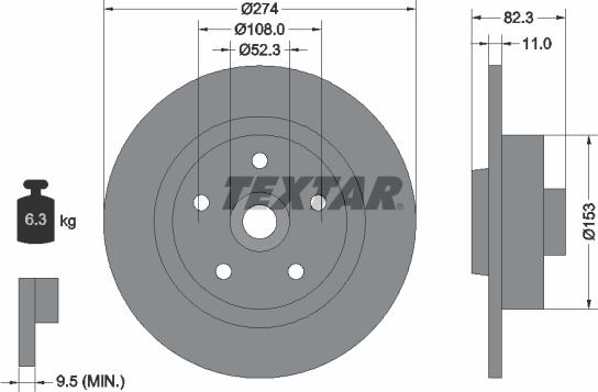 Textar 92119100 - Гальмівний диск autocars.com.ua