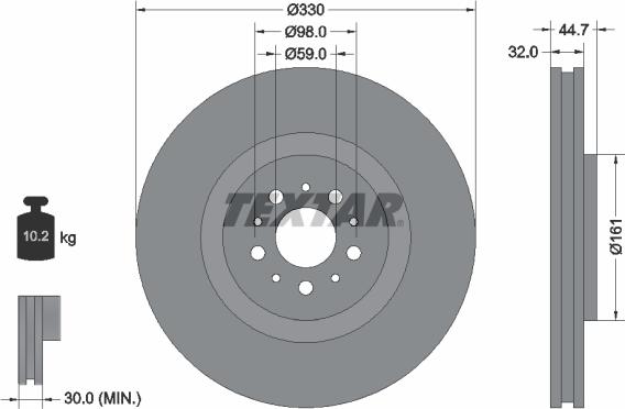 Textar 92119600 - Гальмівний диск autocars.com.ua