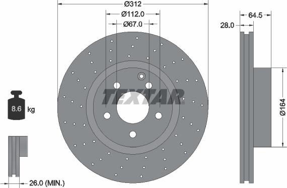 Textar 92120100 - Гальмівний диск autocars.com.ua