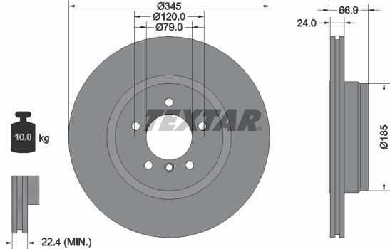 Textar 92123203 - Гальмівний диск autocars.com.ua