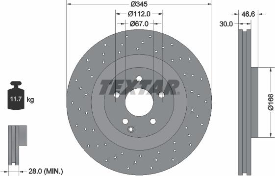 Textar 92123700 - Тормозной диск avtokuzovplus.com.ua