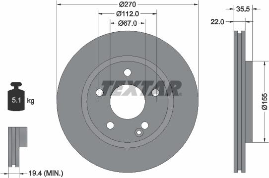 Textar 92124500 - Тормозной диск avtokuzovplus.com.ua