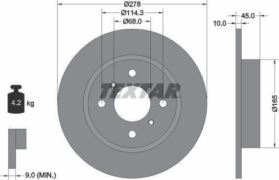 Textar 92128700 - Гальмівний диск autocars.com.ua