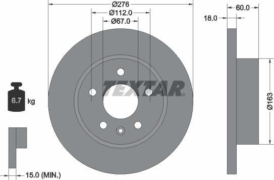 Textar 92129200 - Гальмівний диск autocars.com.ua