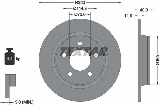 Textar 92130603 - Гальмівний диск autocars.com.ua