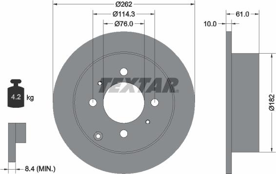 Textar 92130900 - Гальмівний диск autocars.com.ua