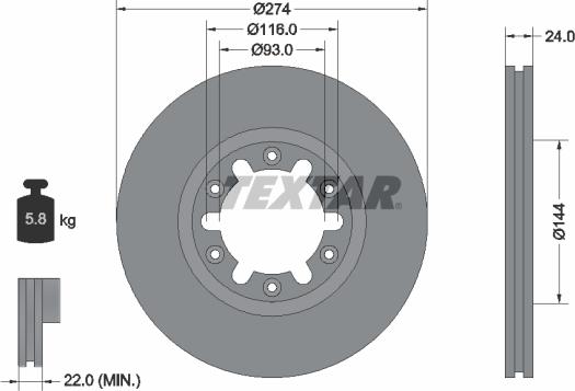 Textar 92136300 - Гальмівний диск autocars.com.ua