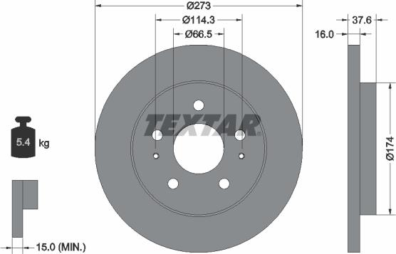 Textar 92138200 - Гальмівний диск autocars.com.ua