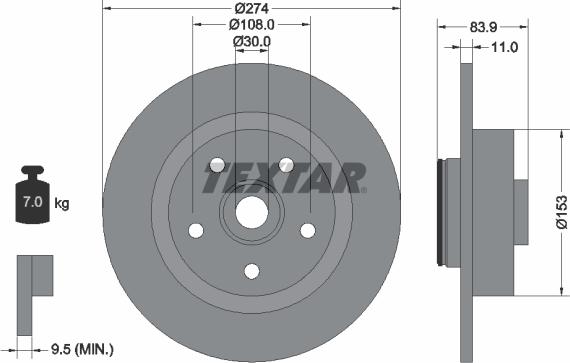 Textar 92142200 - Тормозной диск avtokuzovplus.com.ua