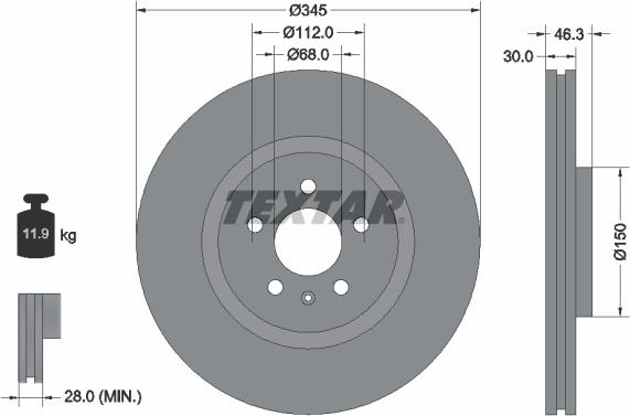 Textar 92143903 - Гальмівний диск autocars.com.ua