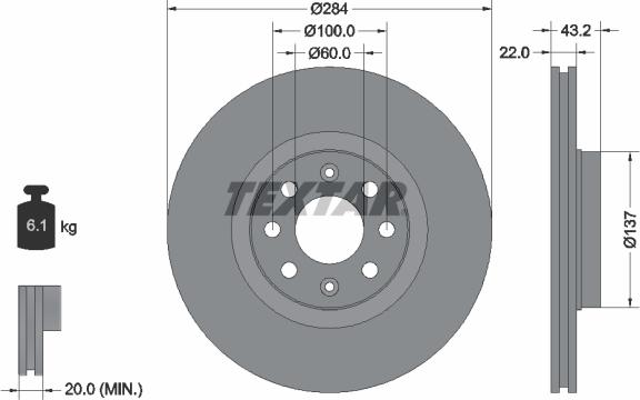 Textar 92145800 - Гальмівний диск autocars.com.ua