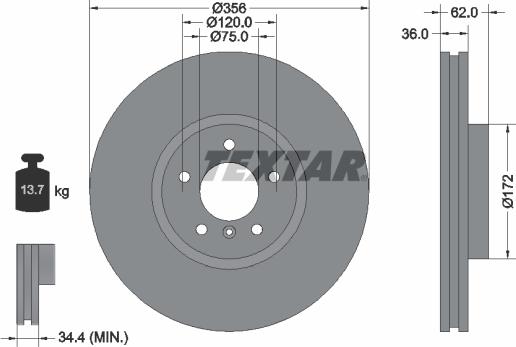 Textar 92146203 - Гальмівний диск autocars.com.ua