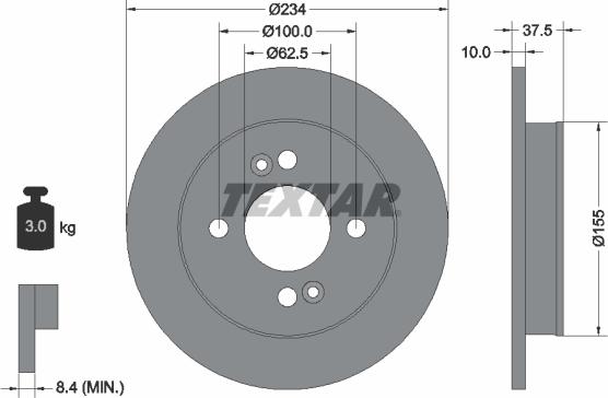 Textar 92147203 - Гальмівний диск autocars.com.ua