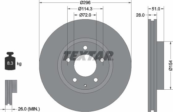 Textar 92148100 - Гальмівний диск autocars.com.ua