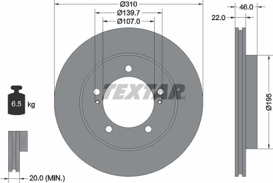 Textar 92149000 - Гальмівний диск autocars.com.ua