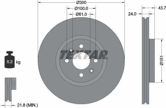 Textar 92149500 - Тормозной диск avtokuzovplus.com.ua