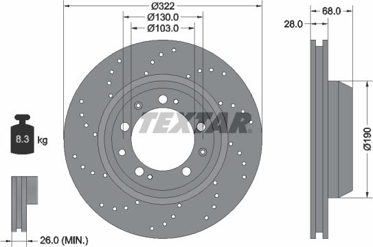 Textar 92150100 - Гальмівний диск autocars.com.ua