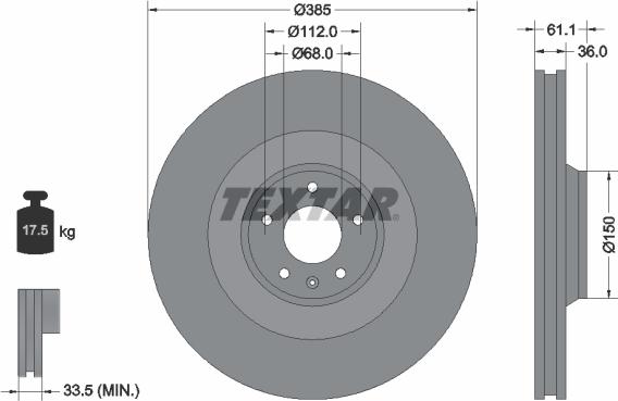 Textar 92151303 - Тормозной диск avtokuzovplus.com.ua