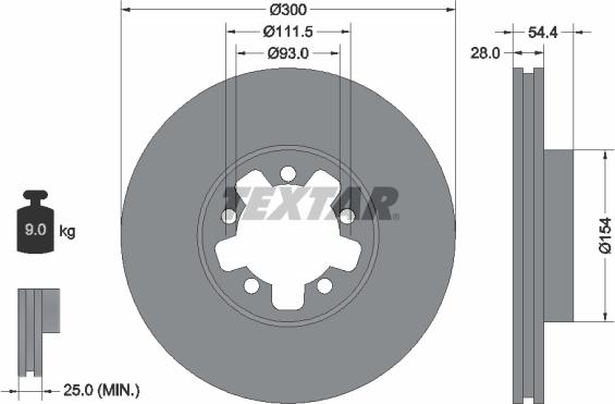 Textar 92151900 - Гальмівний диск autocars.com.ua