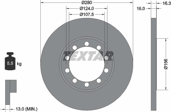 Textar 92152000 - Гальмівний диск autocars.com.ua