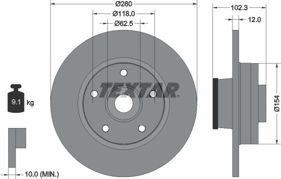 Textar 92153700 - Гальмівний диск autocars.com.ua