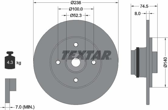 Textar 92154003 - Тормозной диск avtokuzovplus.com.ua