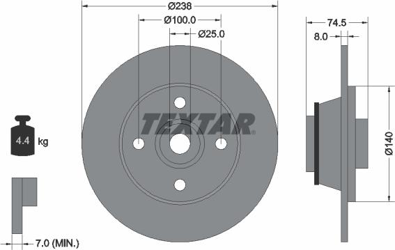 Textar 92154100 - Тормозной диск avtokuzovplus.com.ua