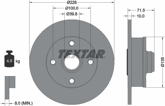 Textar 92154200 - Гальмівний диск autocars.com.ua