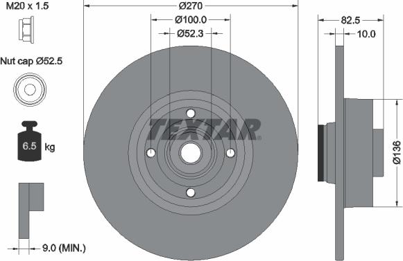 Textar 92154500 - Гальмівний диск autocars.com.ua