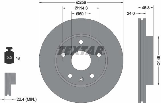 Textar 92155600 - Гальмівний диск autocars.com.ua