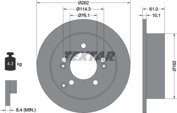 Textar 92156800 - Гальмівний диск autocars.com.ua